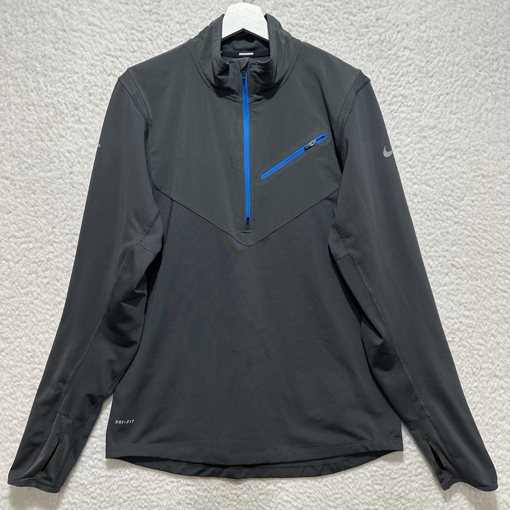 Nike Running Element DRI-FIT‎ 1/4 Zip Pullover Jacket Men's Size M Blue Gray